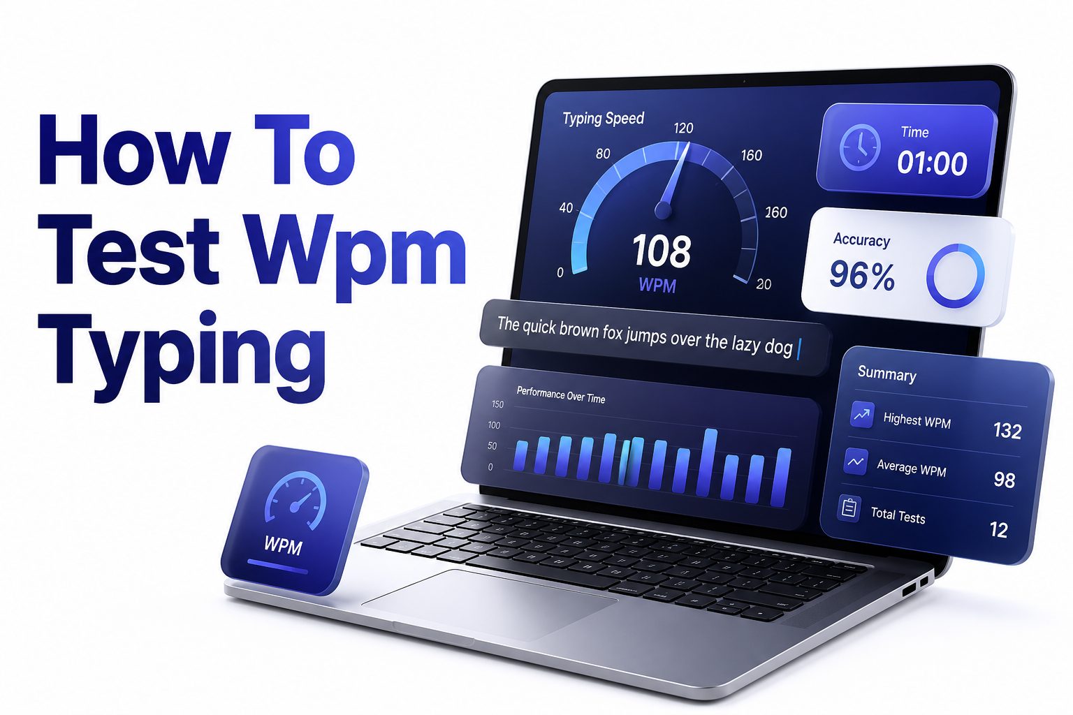 how-to-test-wpm-typing-e1338 Person testing typing speed with a WPM timer on a laptop